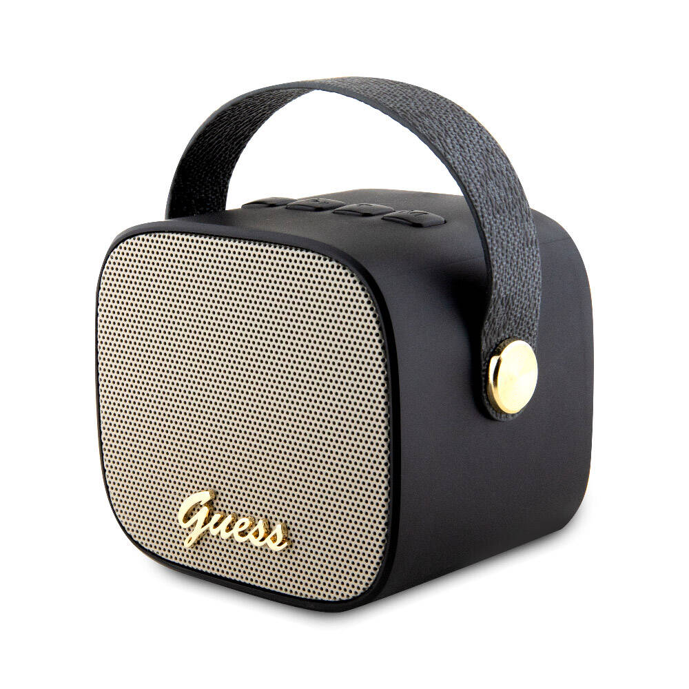 Guess Orjinal Lisanslı Askılı PU Deri Yazı Logolu 5W Bluetooth Hoparlör - 1 Guess Orjinal Lisanslı Askılı PU Deri Yazı Logolu 5W Bluetooth Hoparlör - 1